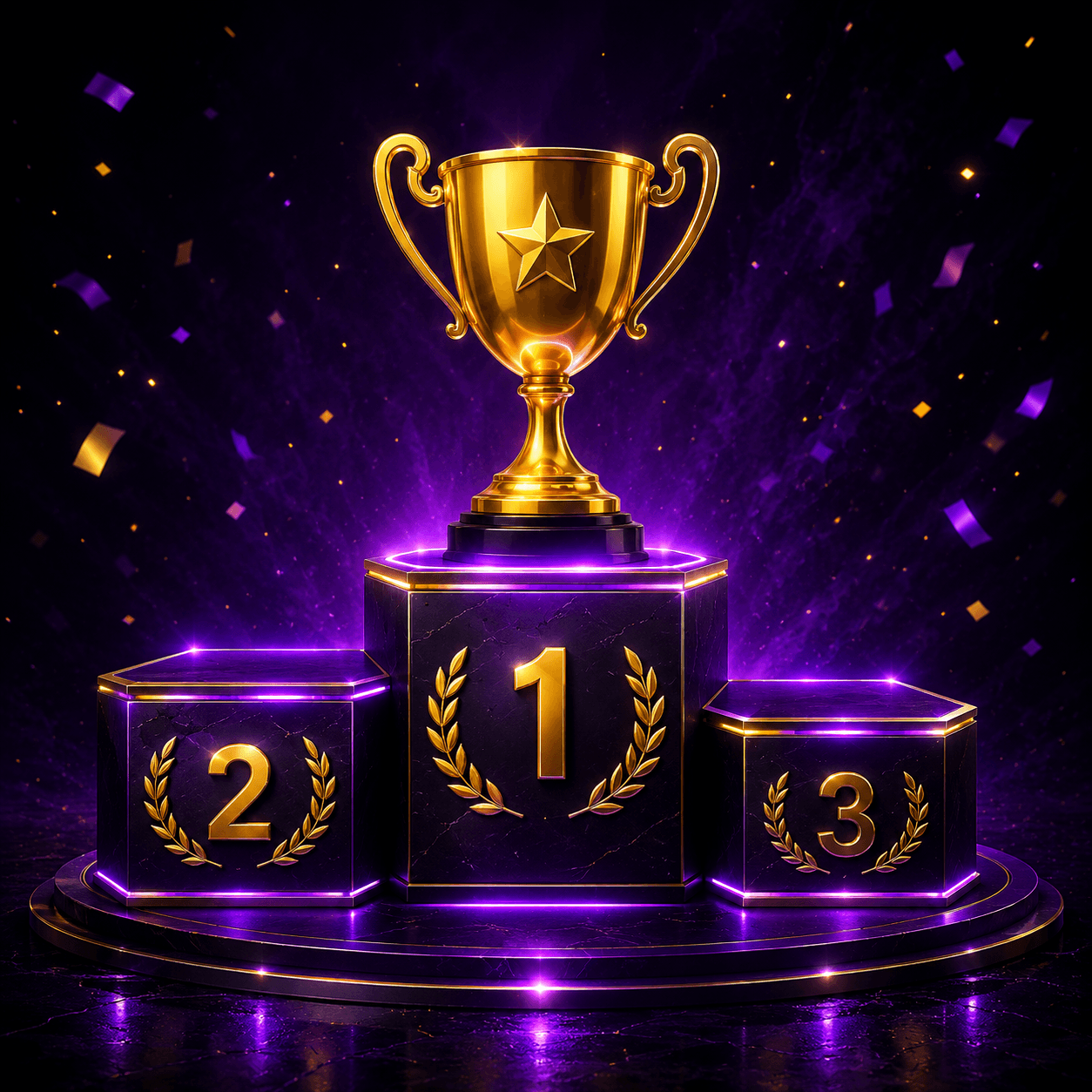 Monthly leaderboard podium and trophy